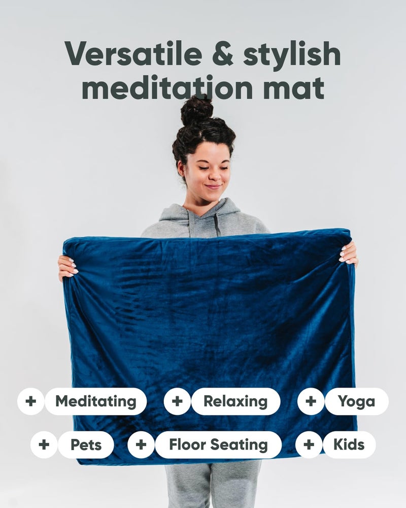 Mindful Modern Velvet Zabuton Meditation Mat - Luxurious Meditation Cushion Pillow with 100% Cotton Filling - Enjoy Better Posture and Greater Comfort for Zafu or Bench (Royal Navy) - Image 5